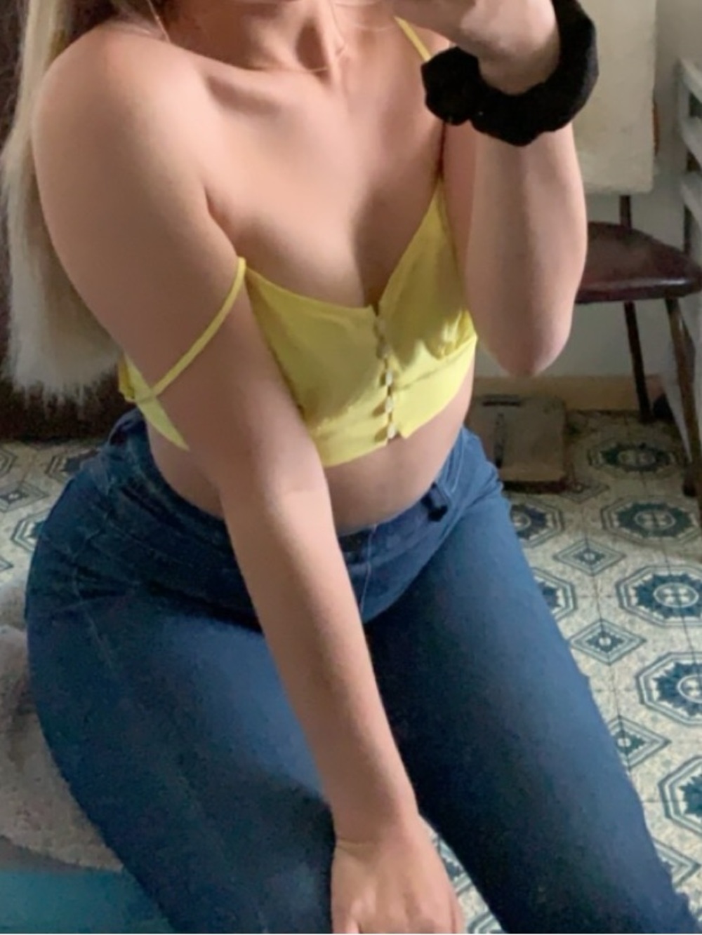 Aritzia le fou Wilfred yellow pink bralette top